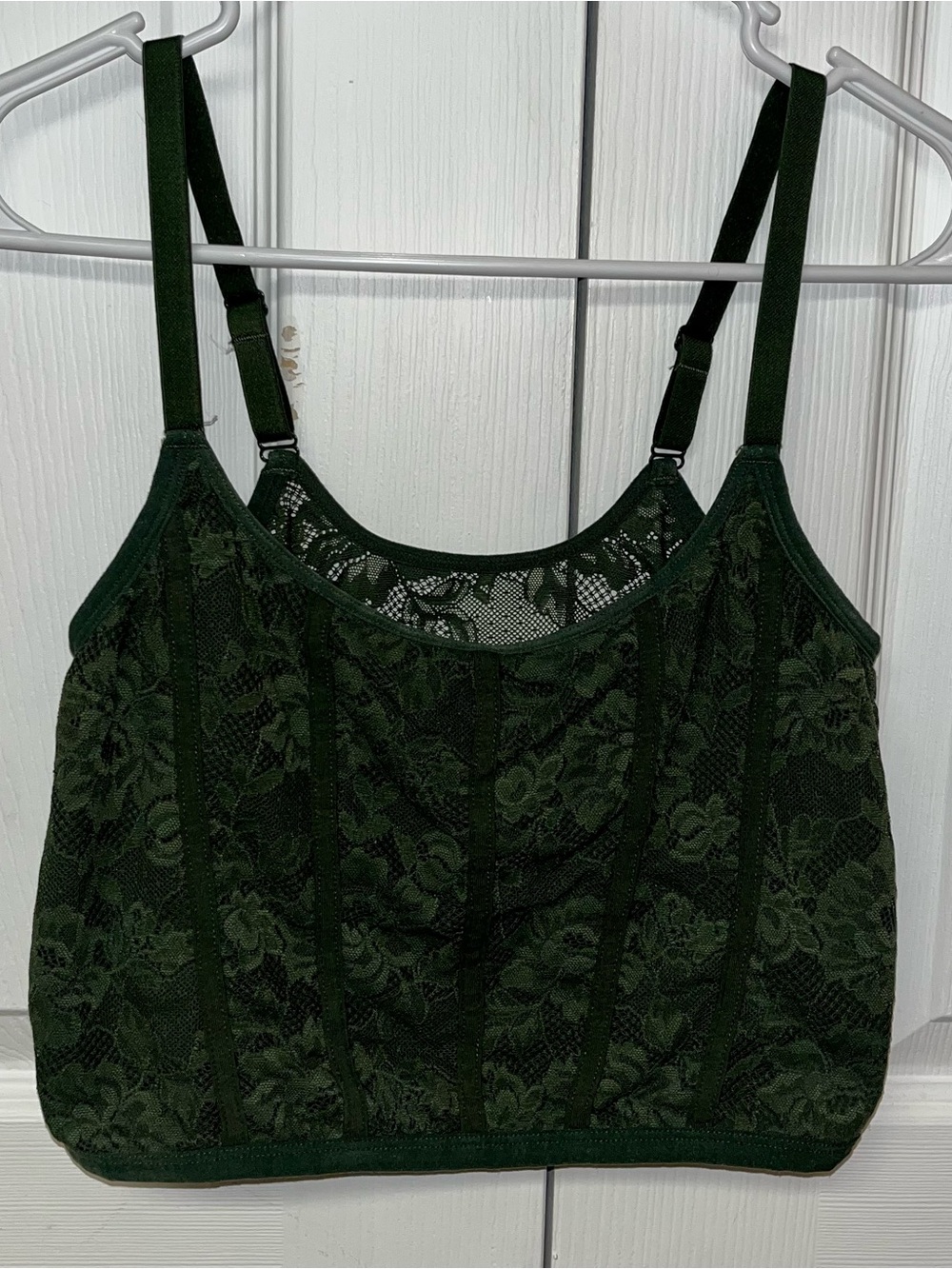 Dark Green Lace Bralette Tank Top